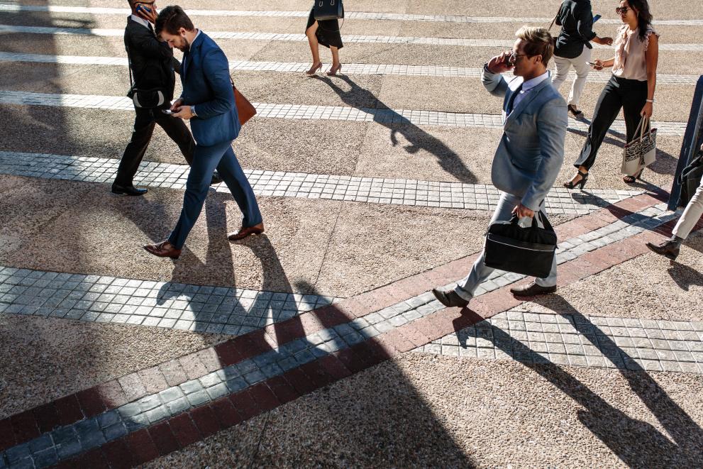 Business people going to work