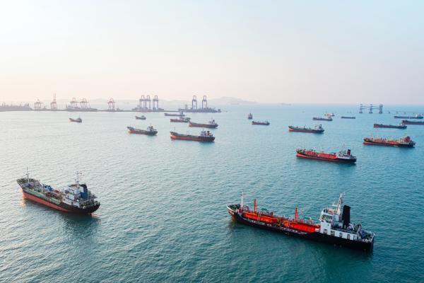 Oil tanker ships waiting to load