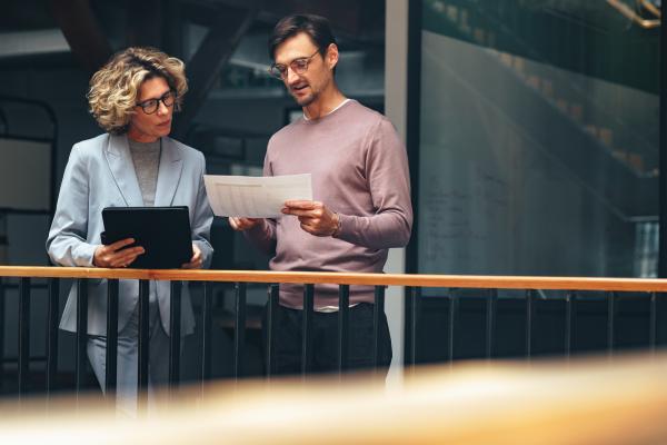 Accountants looking at reports