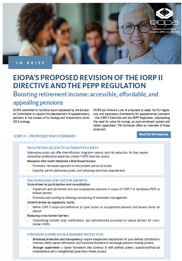 Factsheet: EIOPA's proposed revision of the IORP II Directive and the PEPP Regulation