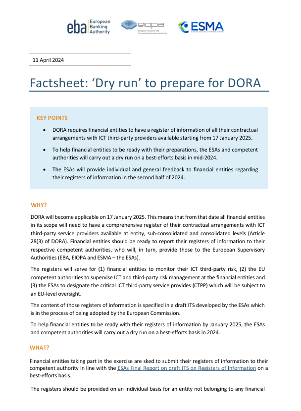 DORA dry-run exercise